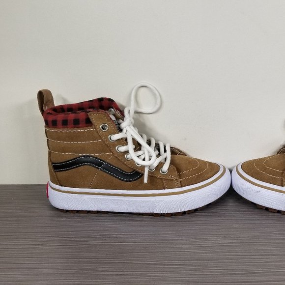 Vans Kids Sk8 Hi MTE 1 Skate Shoe  Brown / Plaid Suede, Little Kid Size 11 - Picture 7 of 13